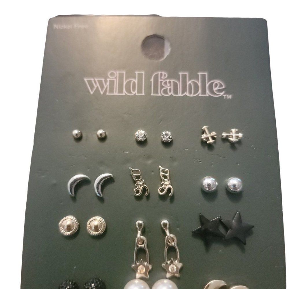 Wild Fable Womens Multicolor Nickel Free Metal Studded 18 Pair Earring Set